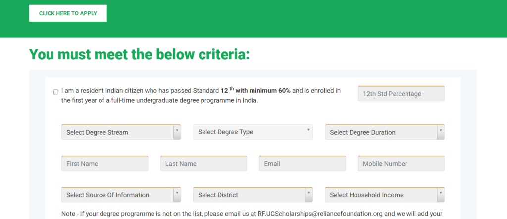 Steps to Apply for the Reliance Foundation Undergraduate Scholarship 2024-25