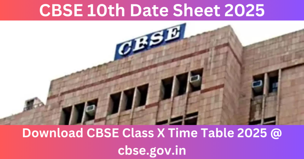 CBSE 10th Date Sheet 2025